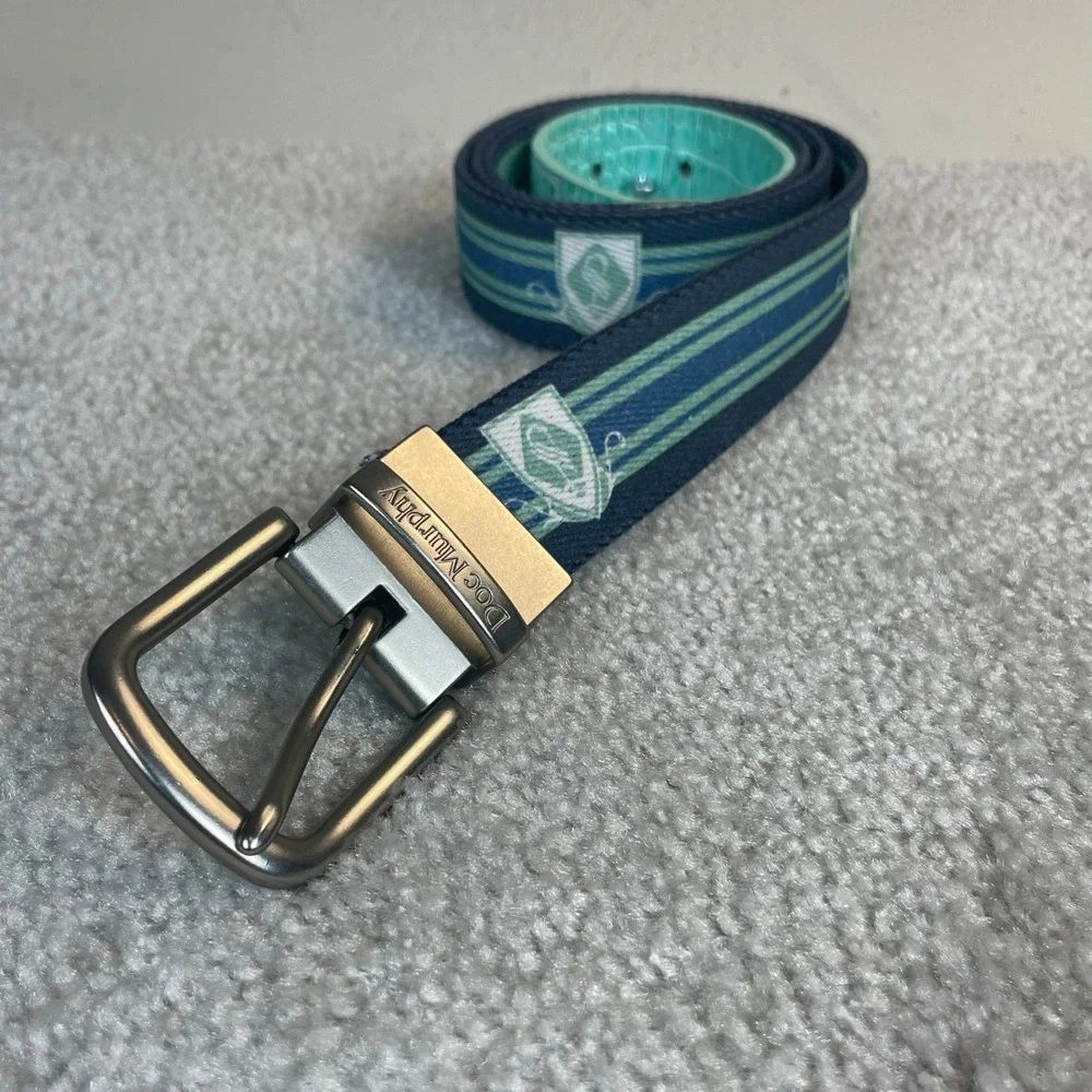 Doc Murphy Mens Reversible Golf Belt Navy Mint Green Stripe Golf Icons Size 36